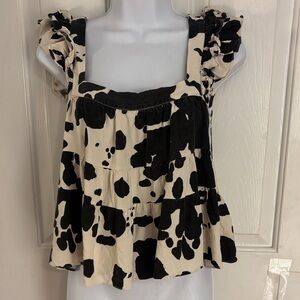 Ruffled Black and White Women's Top